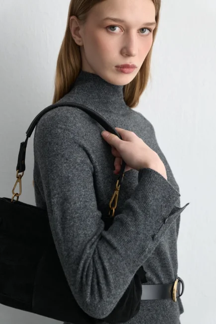 Wool Knit Blouse - Anthracite - Gusto (1)