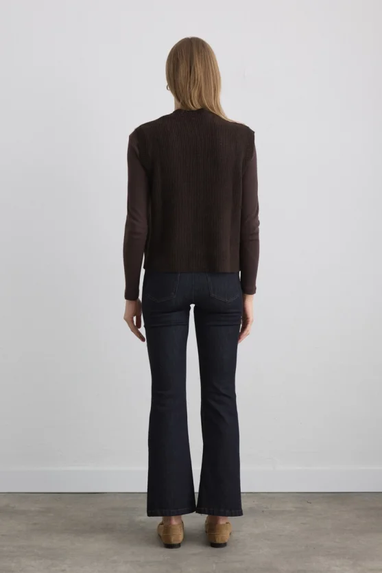 Wool Knit Vest Brown - 5