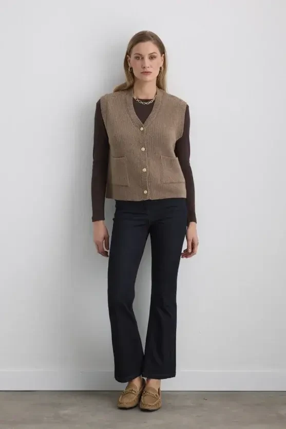 Wool Knit Vest - Mink - Gusto