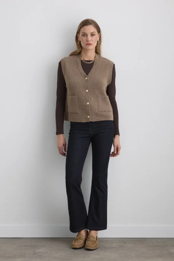Wool Knit Vest Mink - Gusto