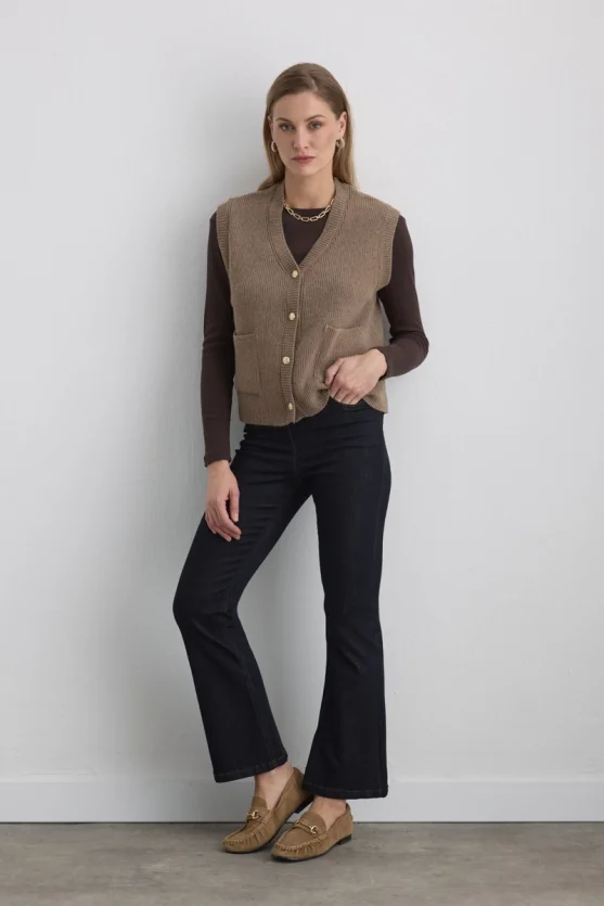 Wool Knit Vest Mink - Gusto