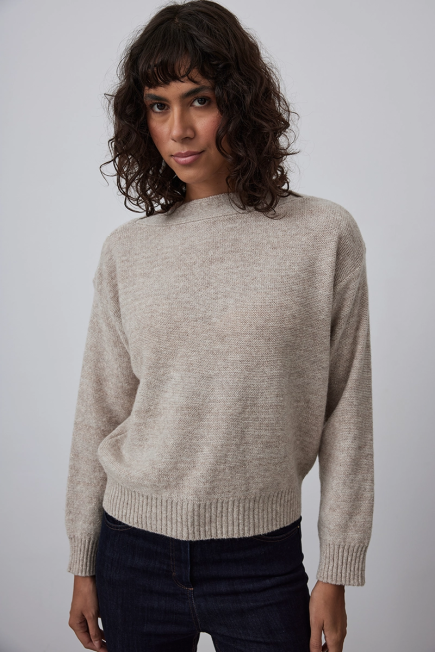 Wool Knitwear with Boat Neck - Mink Mink