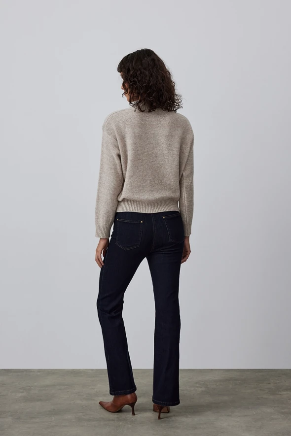 Wool Knitwear with Boat Neck - Mink - 4