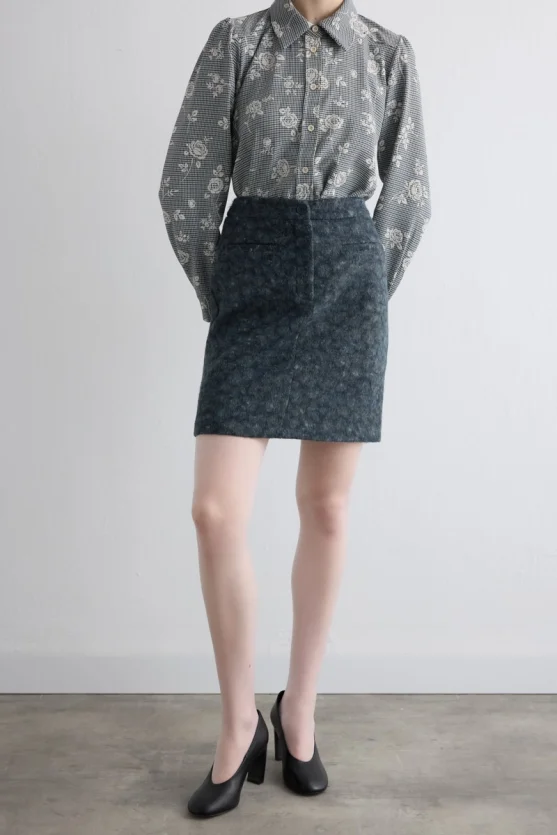 Wool Mini Skirt - Gray - Gusto