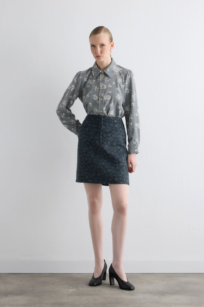 Wool Mini Skirt - Gray - Gusto