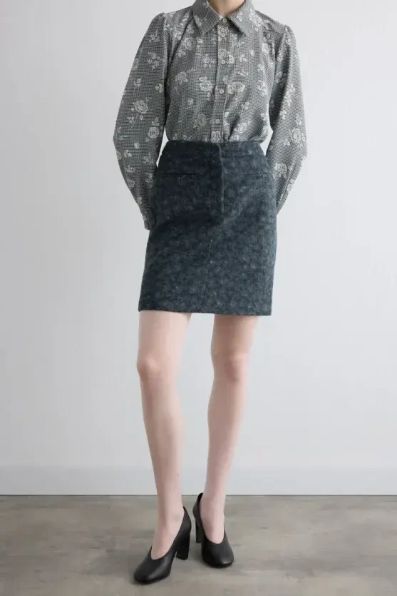 Wool Mini Skirt - Gray - Gusto