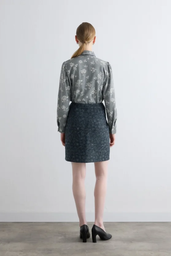 Wool Mini Skirt Gray - 5