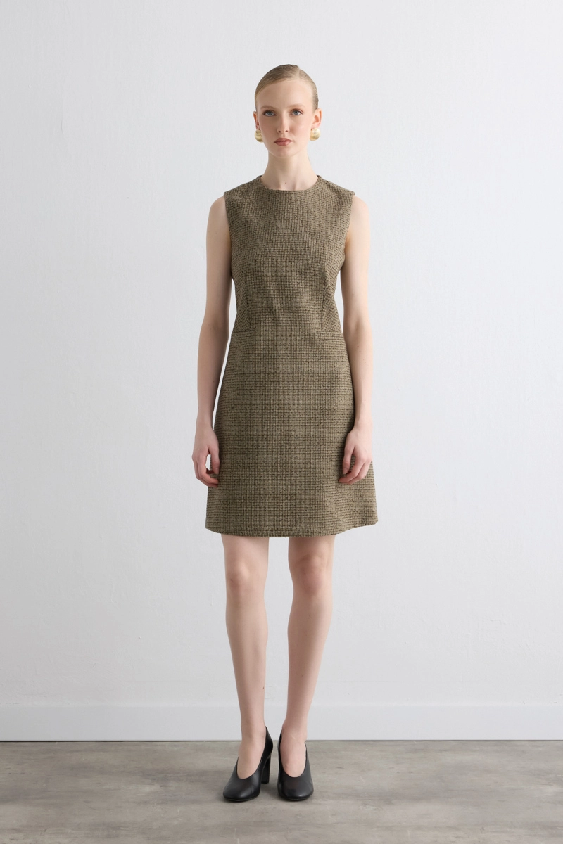 Wool Pinafore Dress - Brown - Gusto