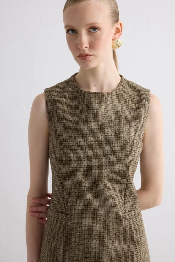 Wool Pinafore Dress Brown - Gusto