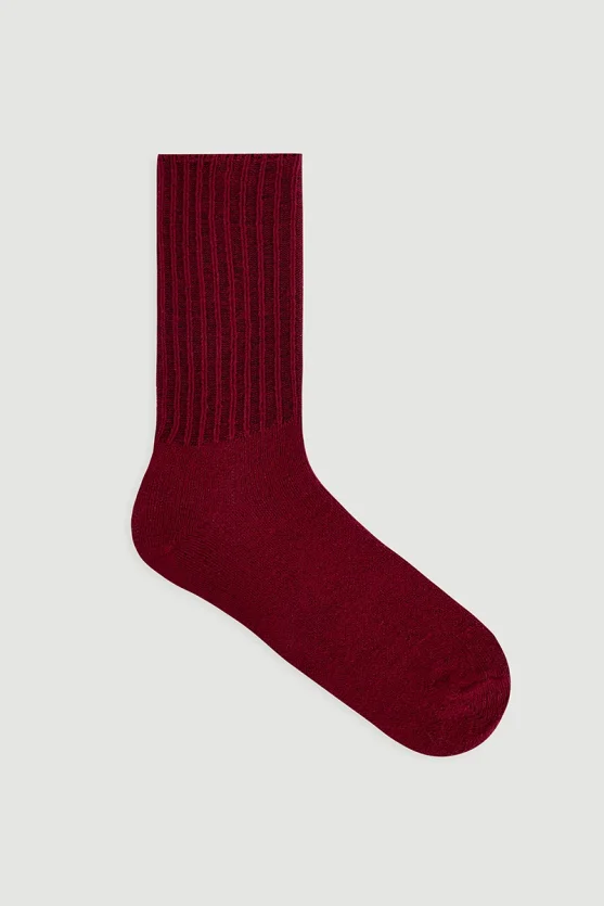 Wool Socks - Burgundy - 1