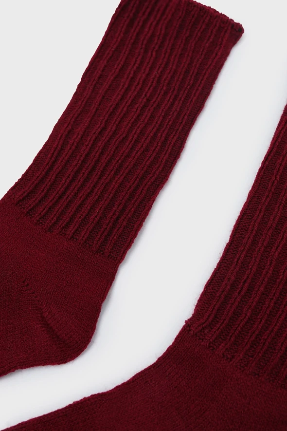 Wool Socks - Burgundy - 3