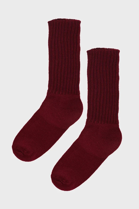 Wool Socks - Burgundy - 1