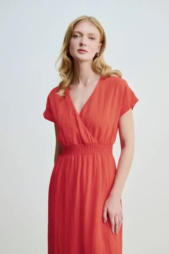 Wrap-Around Long Dress - Orange - 3