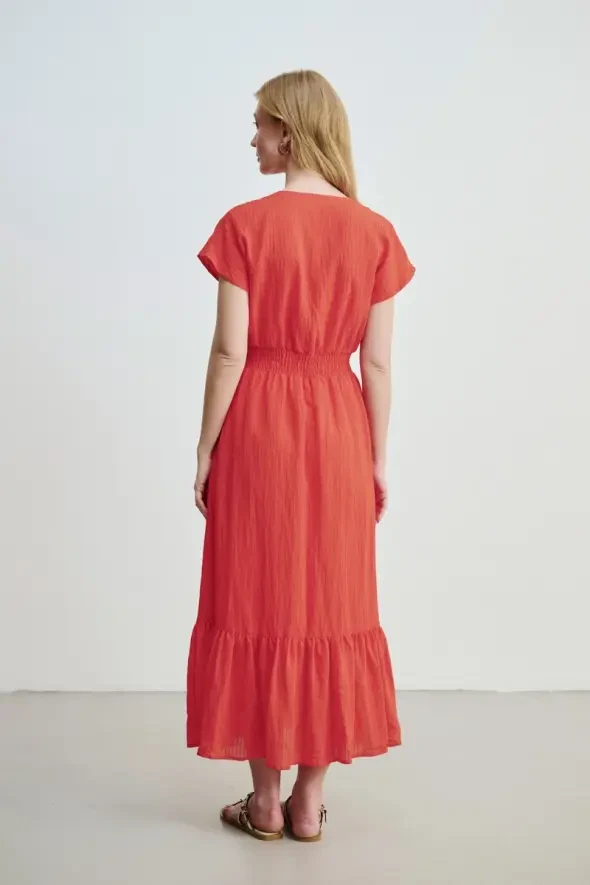 Wrap-Around Long Dress - Orange - 6