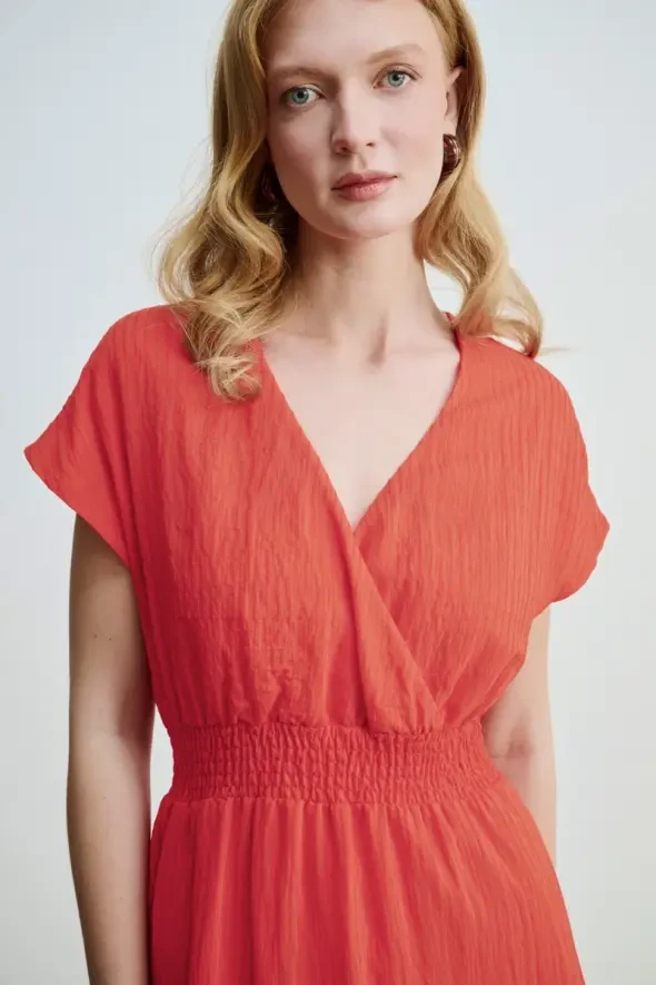 Wrap-Around Long Dress - Orange - 5