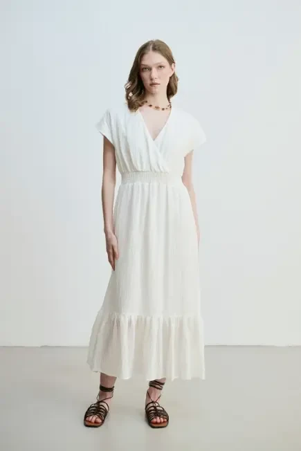 Wrap-Around Long Dress - White White
