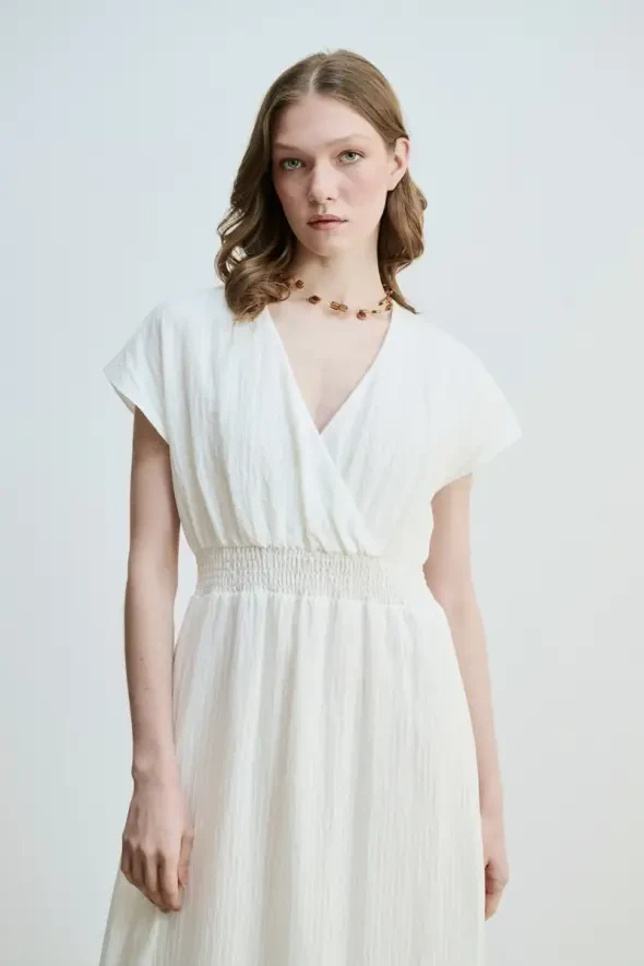 Wrap-Around Long Dress - White - 2