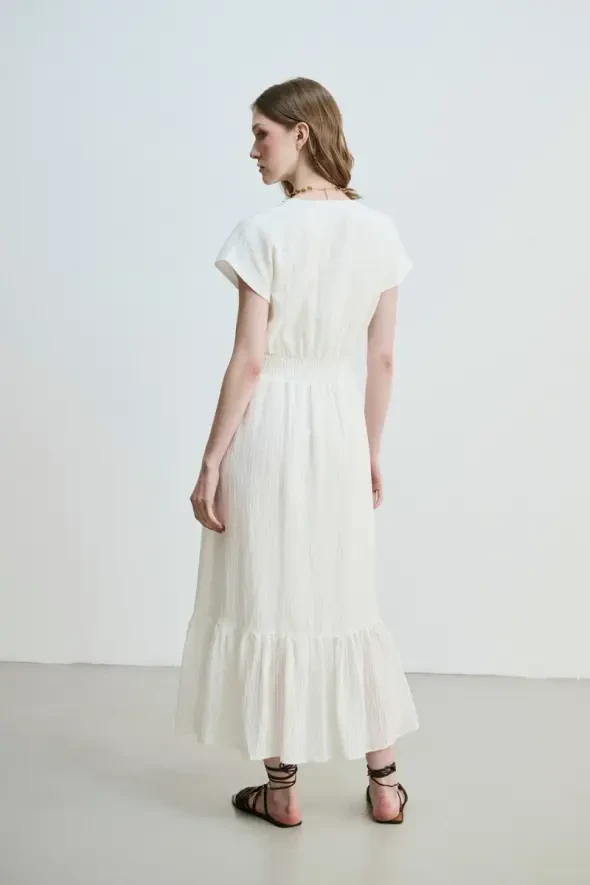 Wrap-Around Long Dress - White - 4