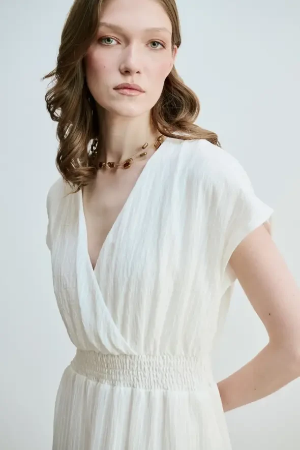 Wrap-Around Long Dress - White - 3