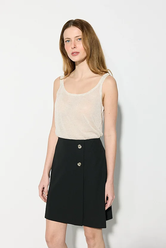 Wrap Cut Mini Skirt - Black - Gusto