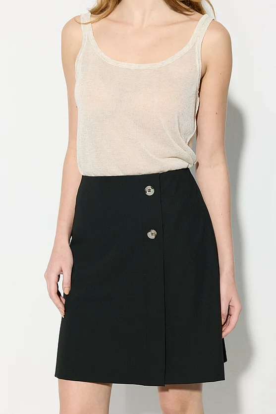 Wrap Cut Mini Skirt - Black - Gusto