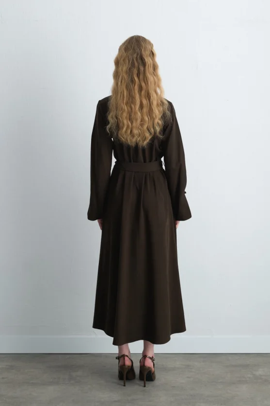 Wrap Long Lyocell Dress Brown - 5