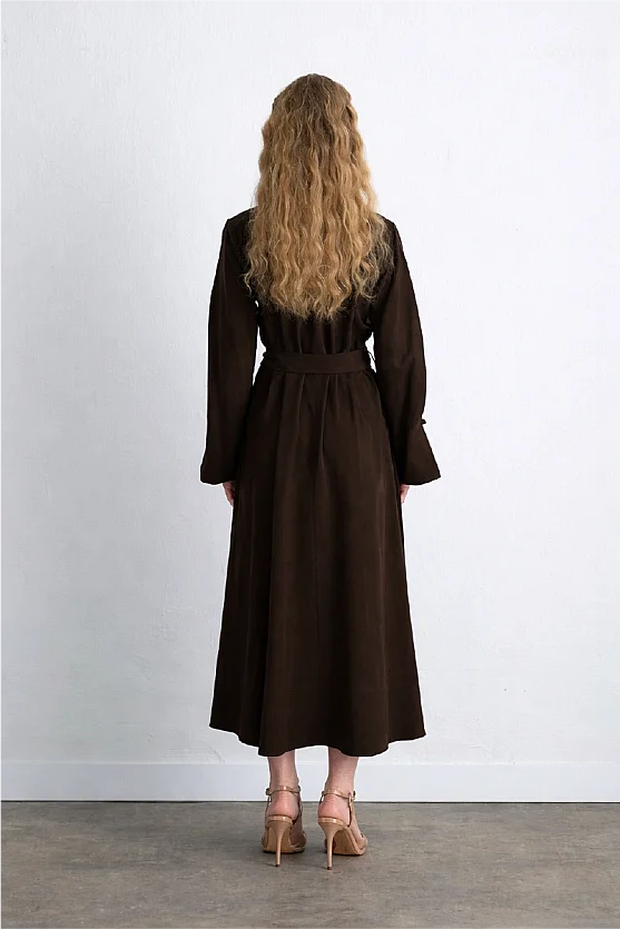 Wrap Long Lyocell Dress Brown - 6