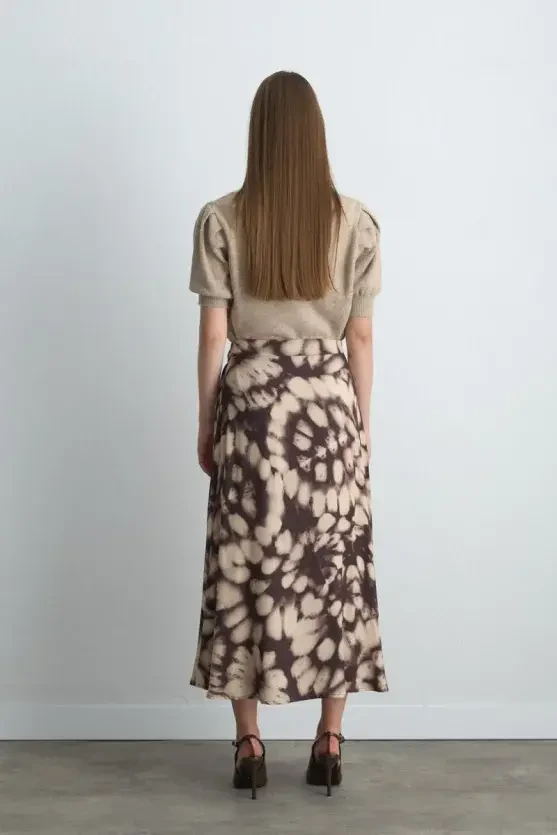Wrap Long Viscose Skirt - Brown - Gusto
