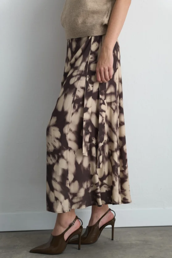 Wrap Long Viscose Skirt Brown - Gusto