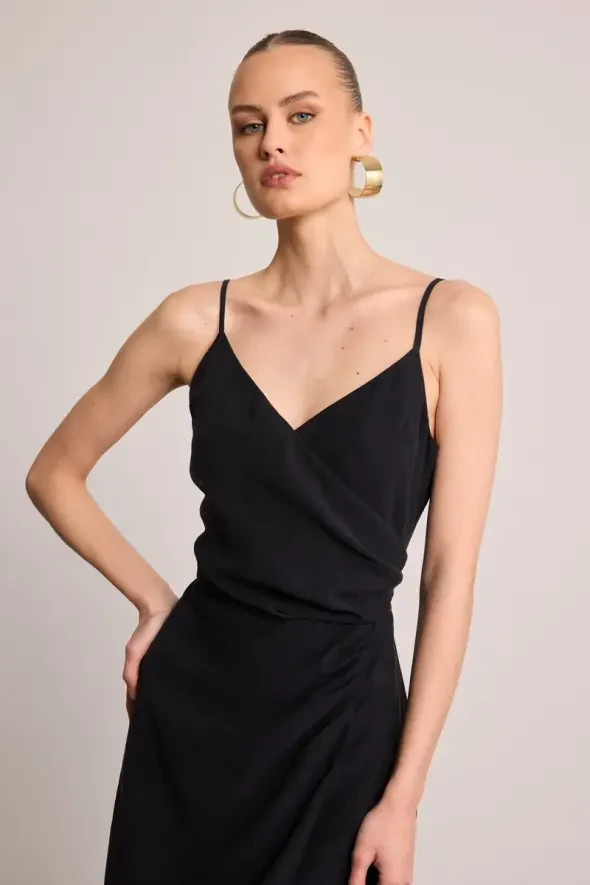 Wrap Mini Modal Dress - Black - 2