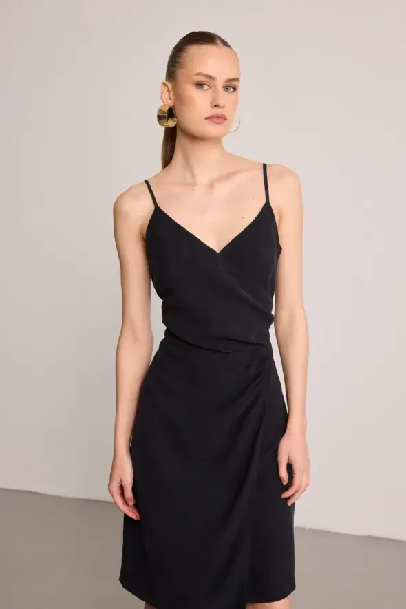 Wrap Mini Modal Dress - Black - 4