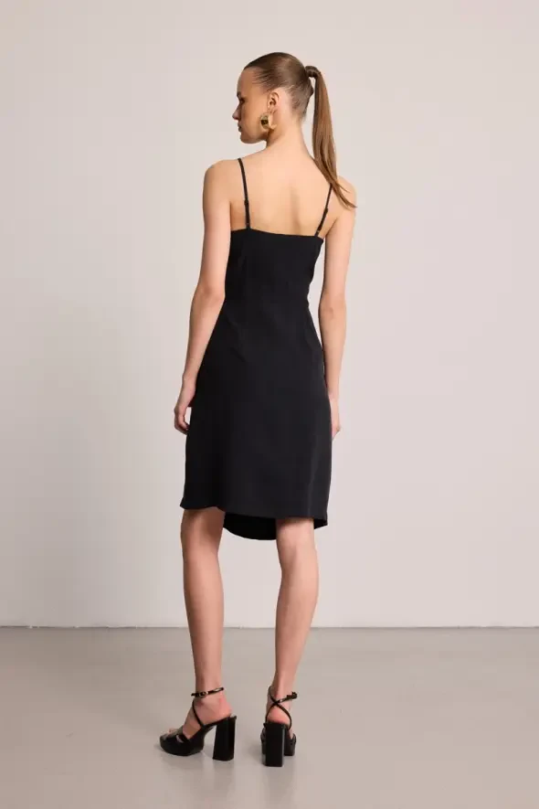 Wrap Mini Modal Dress - Black - 5