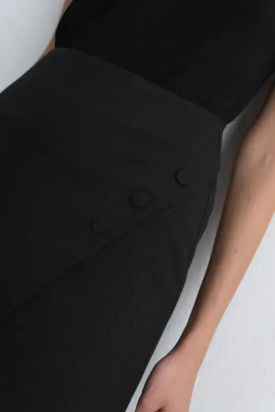 Wrap-Style Mini Skirt - Black - 4