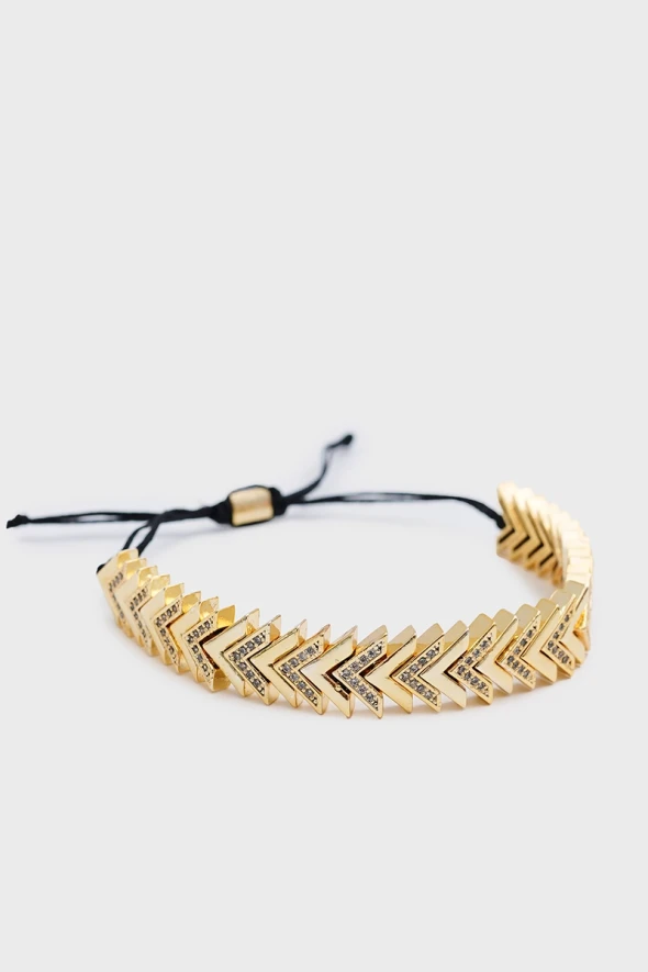 Zamak Bracelet with Zircon Stone - Gold - 1