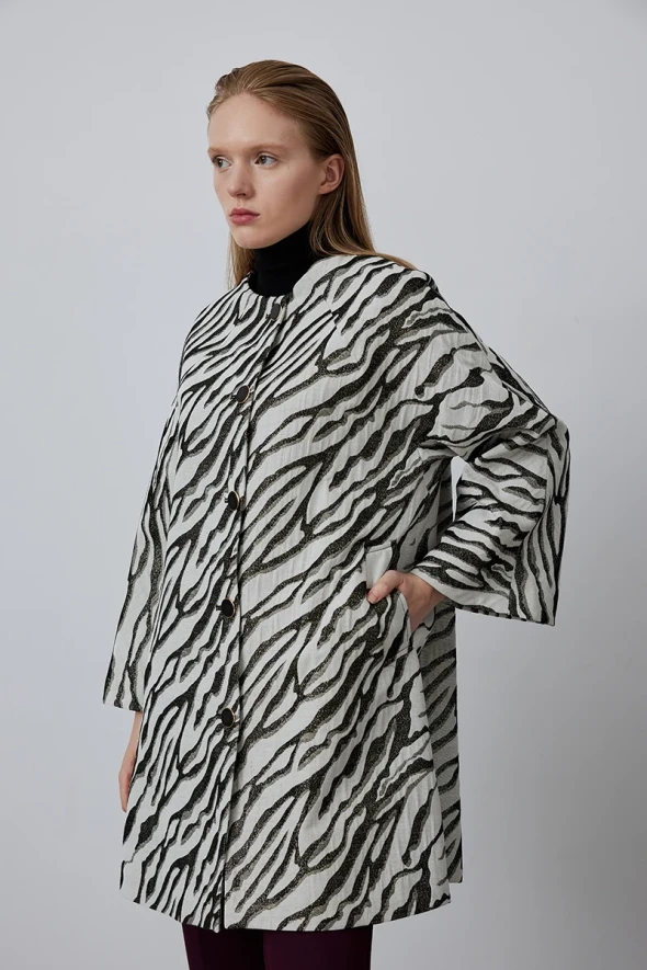 Zebra Pattern Caftan - Black - 2