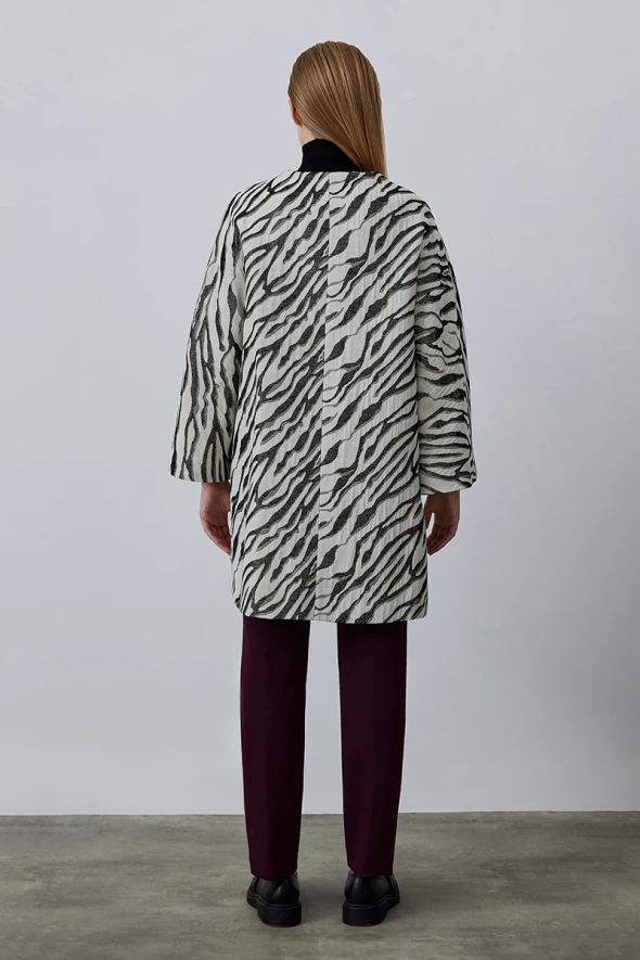 Zebra Pattern Caftan - Black - 6