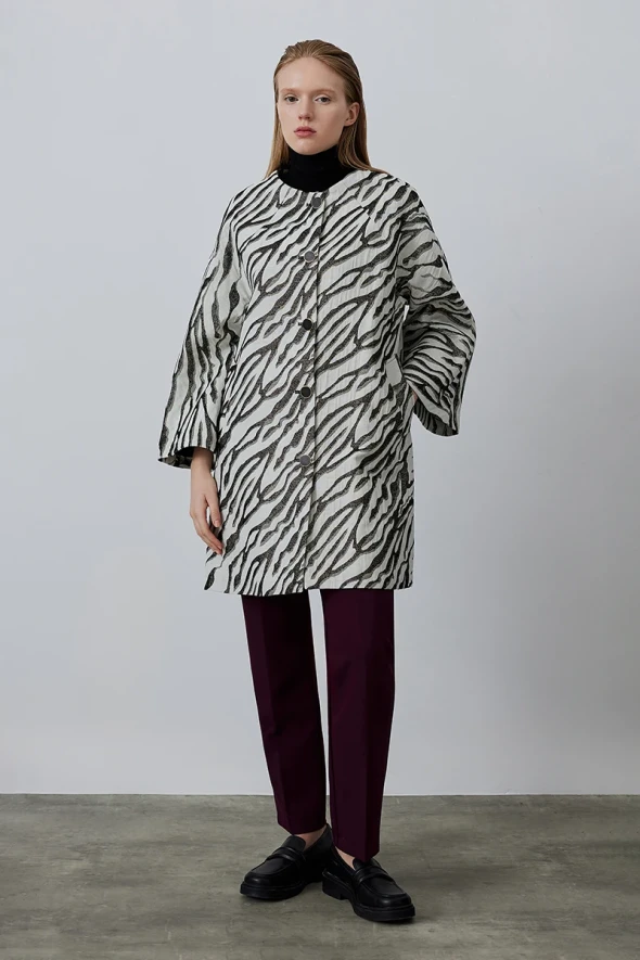 Zebra Pattern Caftan - Black - 3