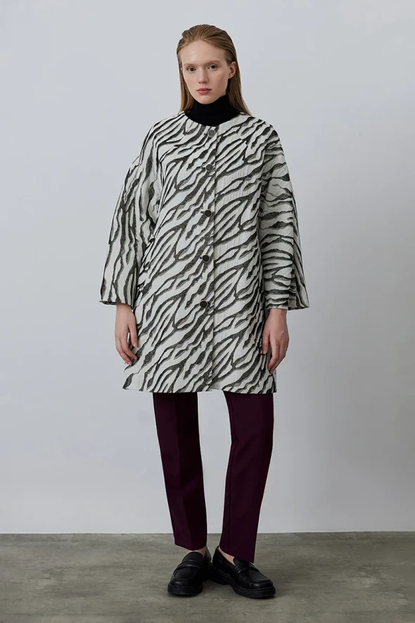 Zebra Pattern Caftan - Black - 5