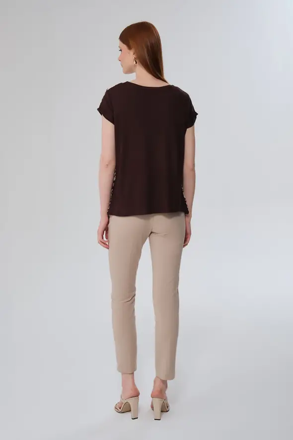 Zebra Pattern T-shirt - Brown - 4