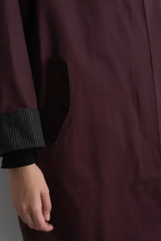 Zipped Cotton Trench Coat - Burgundy - Gusto