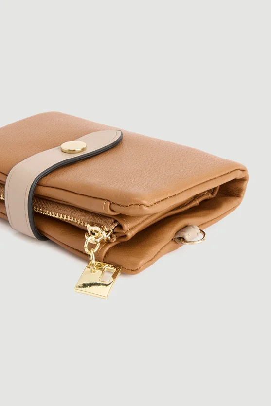 Zippered Soft Leather Mini Wallet Camel - 2