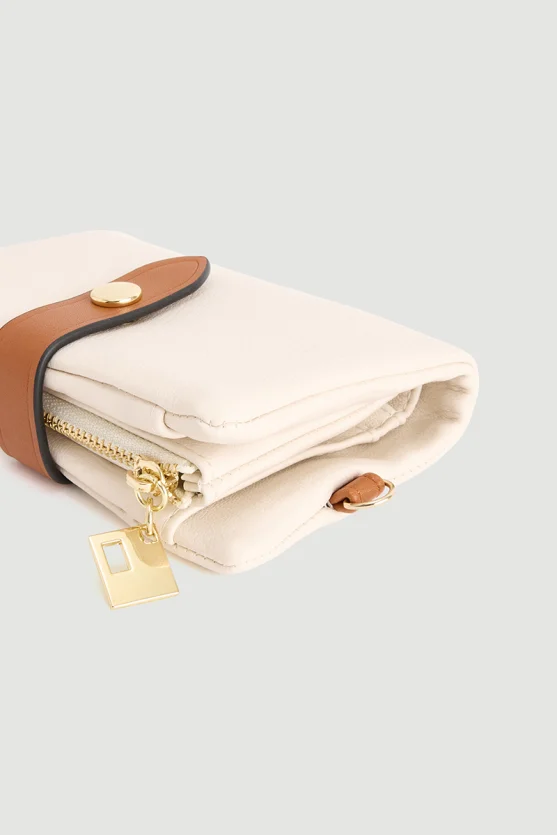 Zippered Soft Leather Mini Wallet Ecru - Gusto