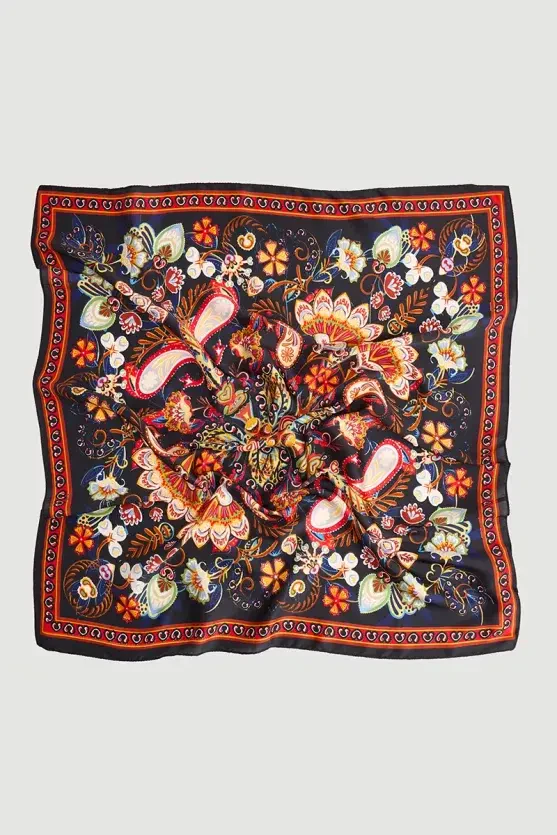 Ethnic Patterned Scarf - Black - Gusto