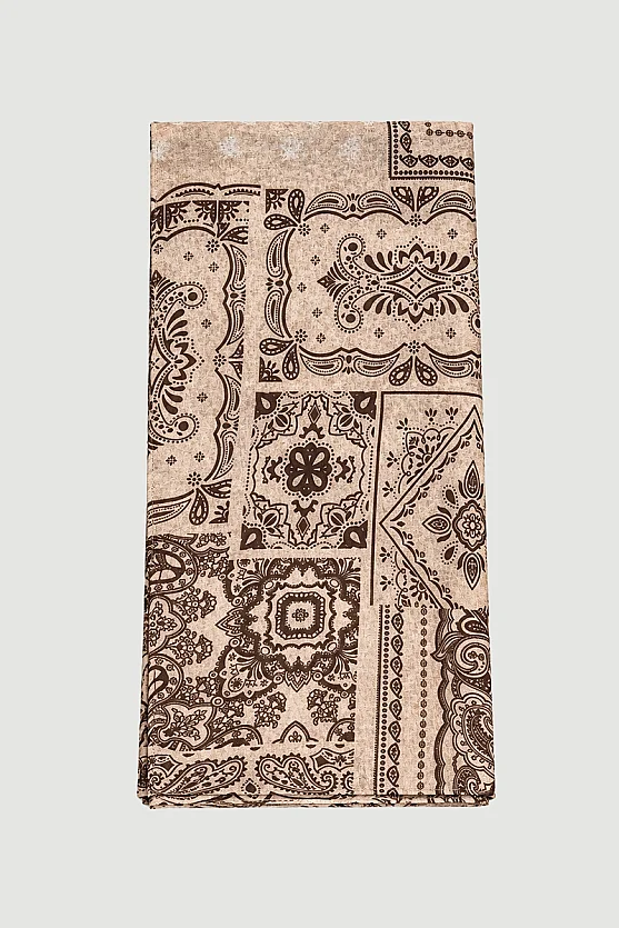 Etnik Desenli Yumuşak Dokulu Şal - Bej - 2