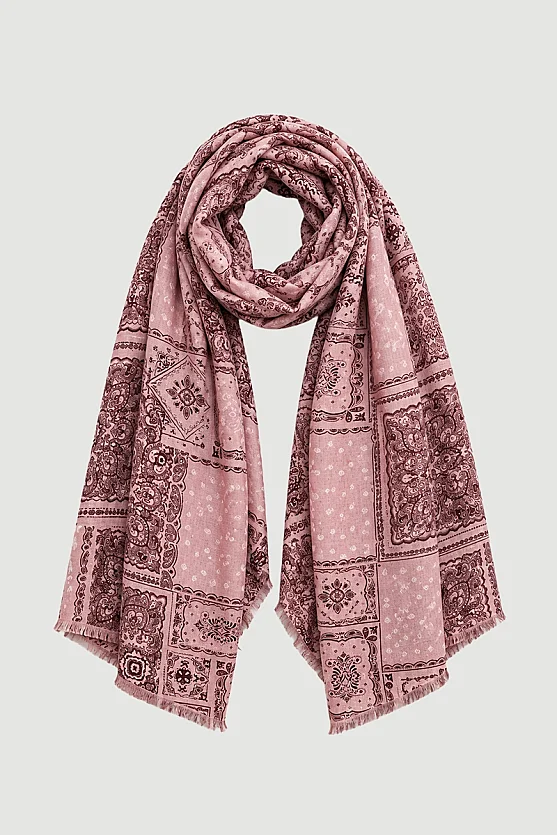 Etnik Desenli Yumuşak Dokulu Şal - Pembe - 1