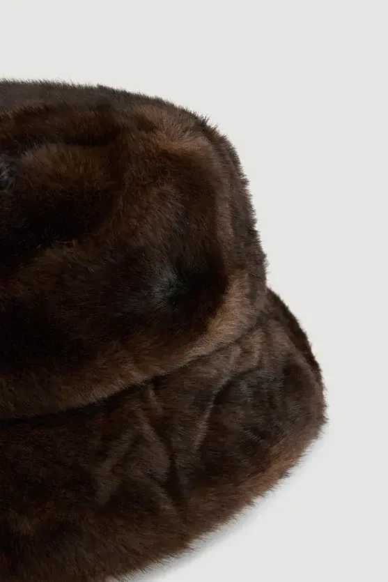 Faux Fur Hat - Brown - Gusto