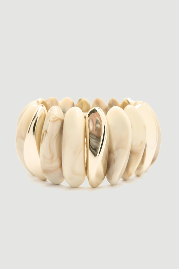 Fil Dişi Görünümlü Lastikli Bileklik - Ekru - Gusto