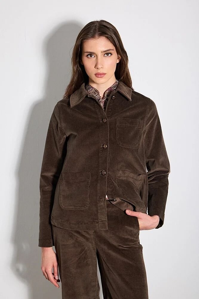 Fitilli Kadife Cepli Ceket - Kahverengi - Gusto