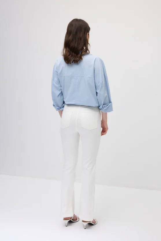 Flare Denim Pantolon - Beyaz - 7