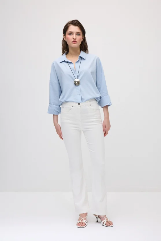 Flare Denim Pantolon - Beyaz - Gusto